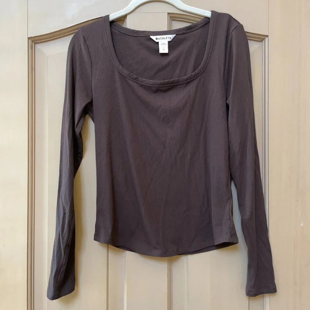 Athleta Signature Rib Square Neck Top in Truffle - Picture 1 of 4